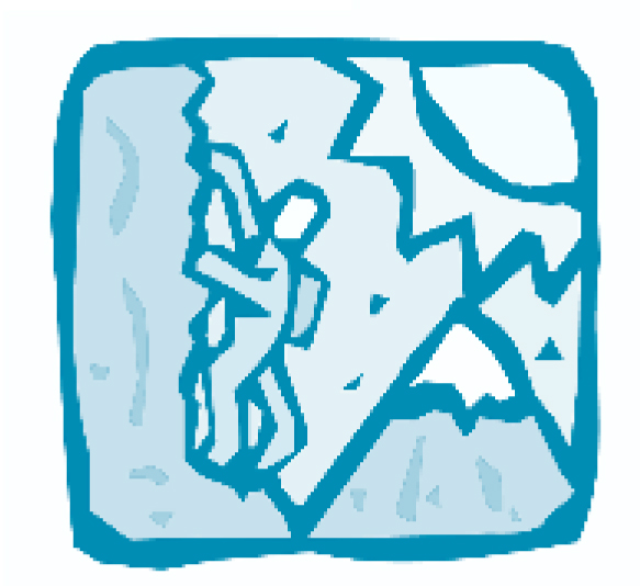 The hero is struggling to climb Mount Everest